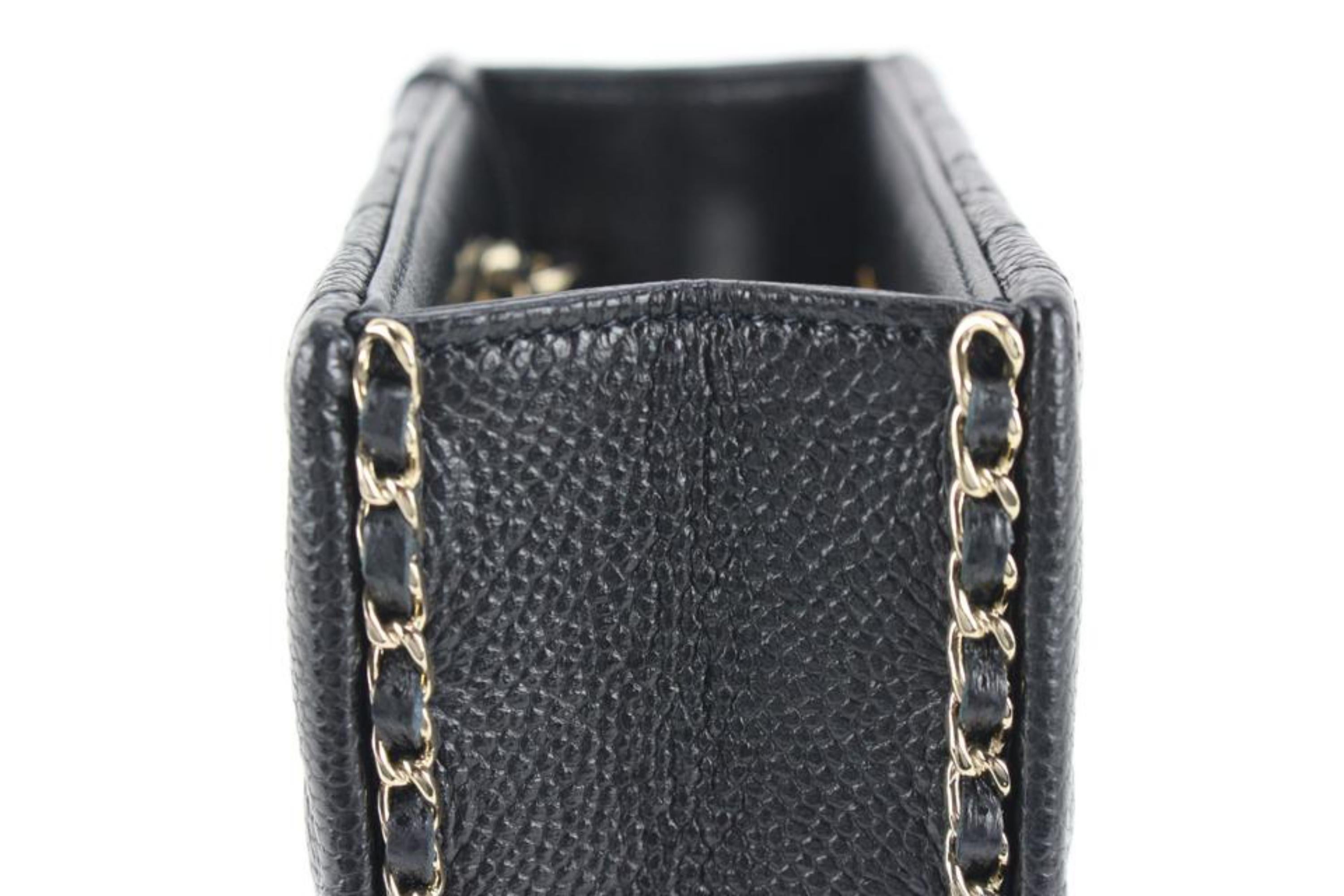 Women's Chanel 22s Black Quilted Caviar Evening Bag Milk Carton Crossbody 25cz510s