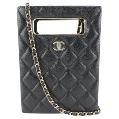 Chanel 22s Black Quilted Caviar Evening Bag Milk Carton Crossbody 25cz510s
