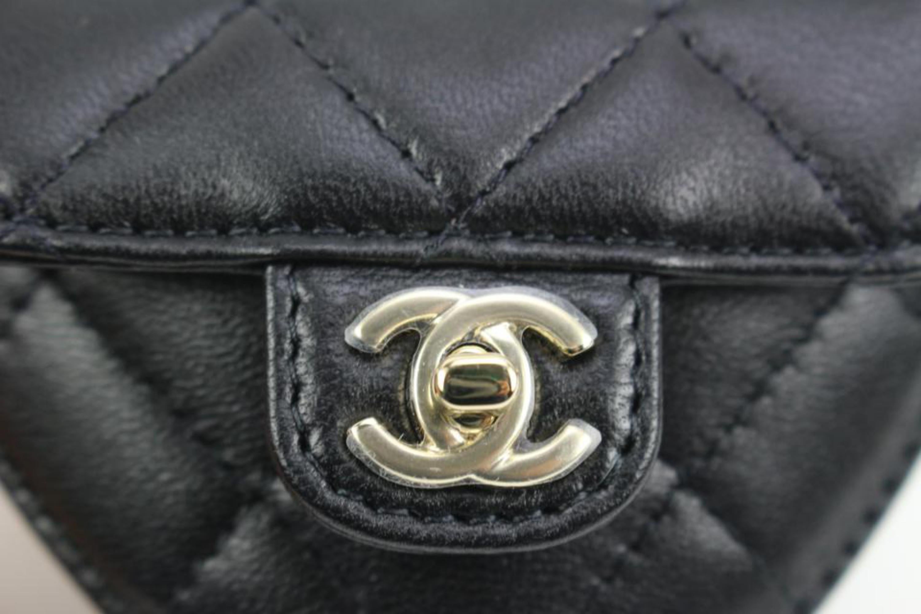 Chanel 22s Black Quilted Lambskin CC Love Heart Chain Necklace Pouch 46ck26 4