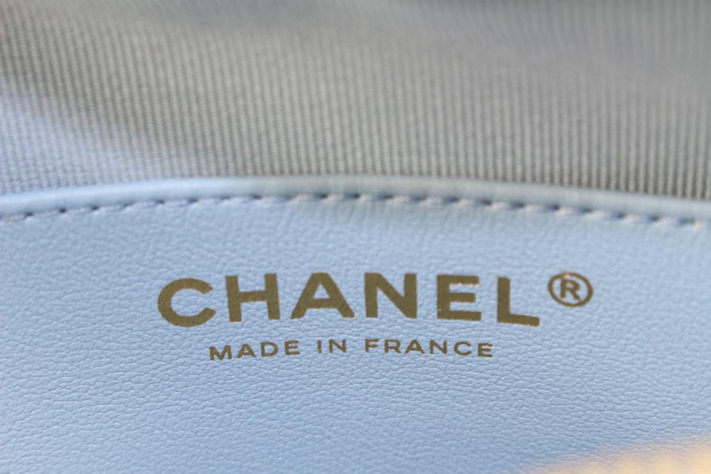 Gris Chanel 22s Bleu en cuir d'agneau matelassé CC in Love Large Heart Bag GHW 10cz426s en vente