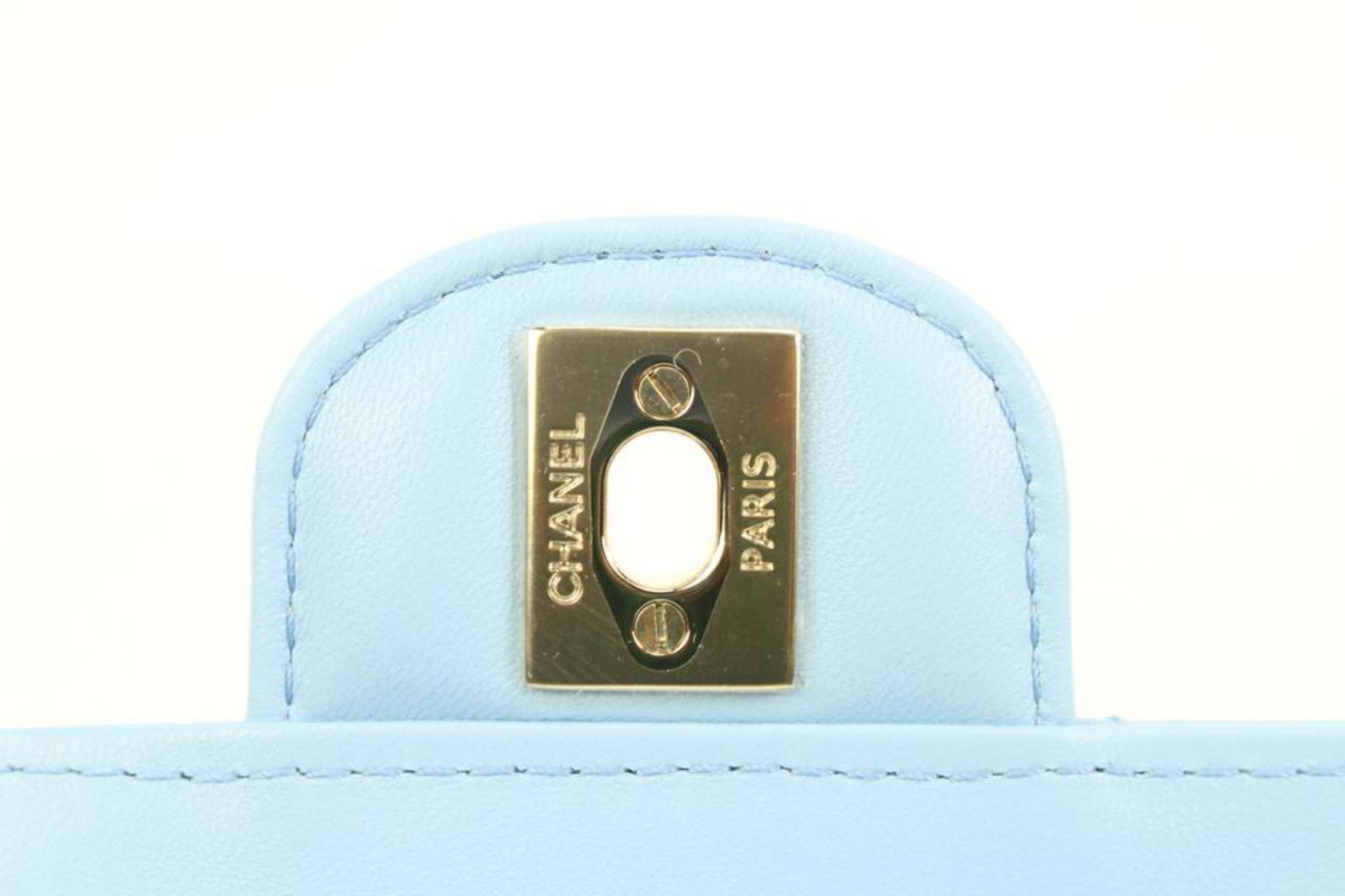 Chanel 22s Blau Gestepptes Lammfell CC in Love Große Herz Tasche GHW 10cz426s im Angebot 1