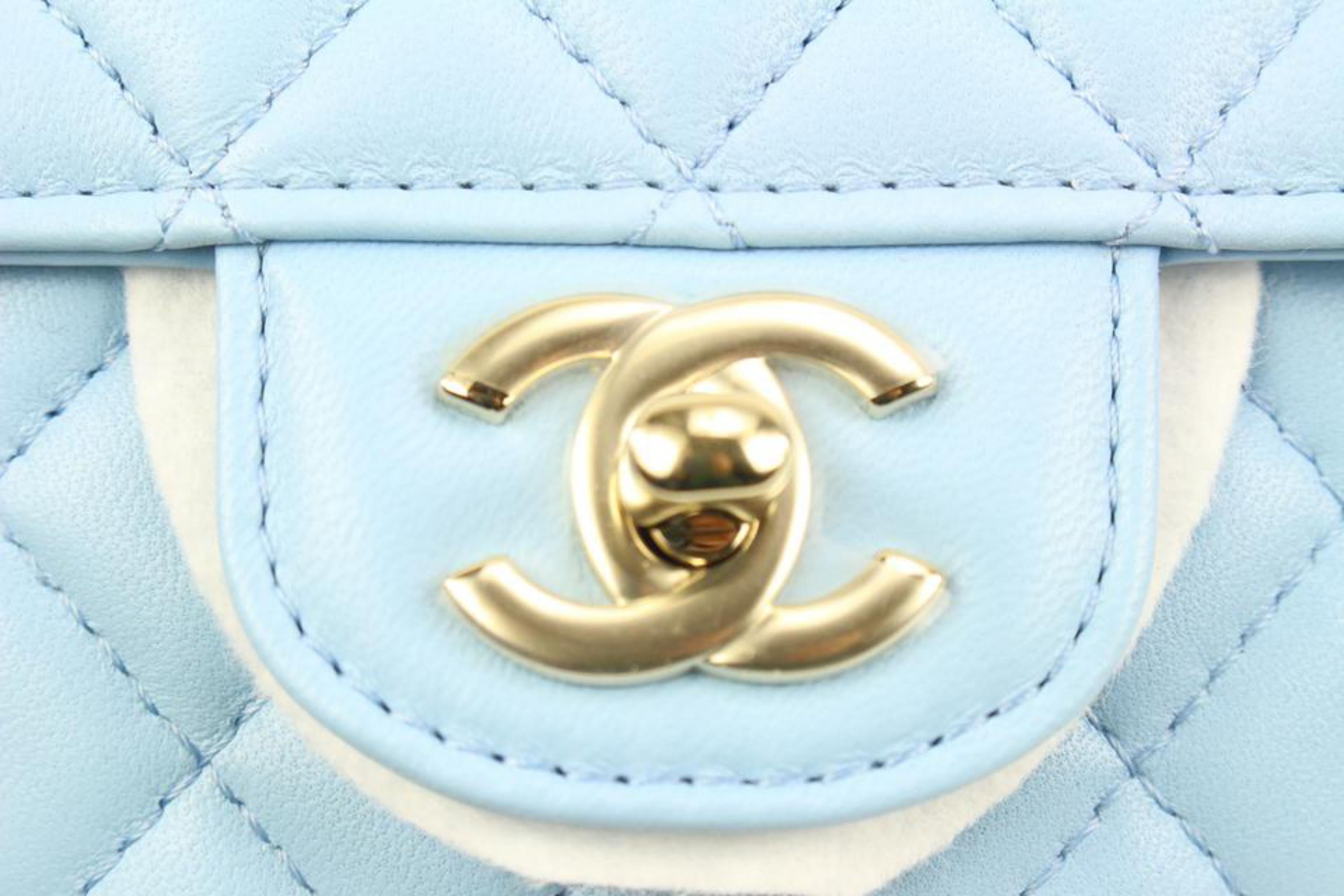 Chanel 22s Blau Gestepptes Lammfell CC in Love Große Herz Tasche GHW 10cz426s im Angebot 3