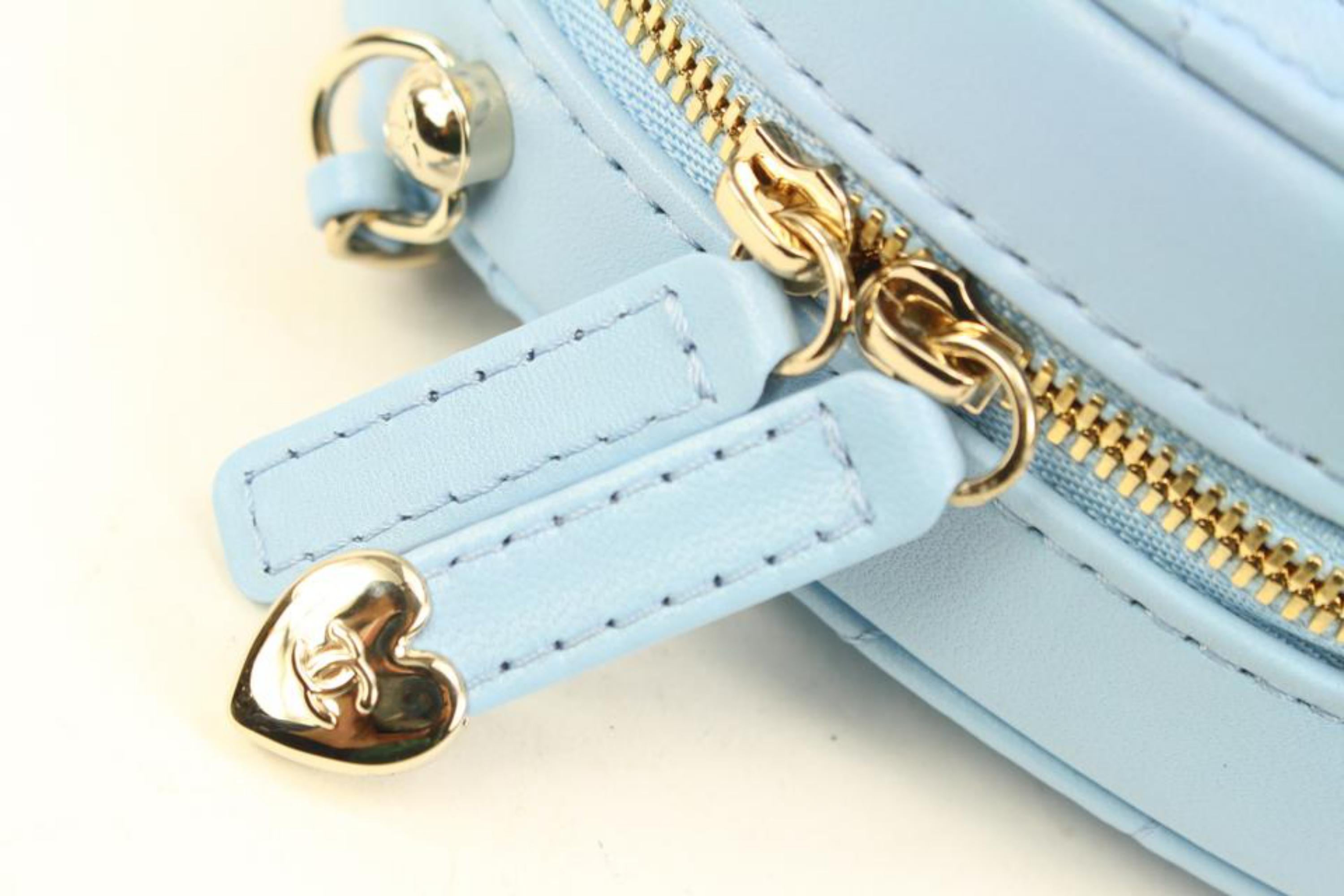 Chanel 22s Blue Quilted Lambskin CC in Love Large Heart Bag GHW 10cz426s 1