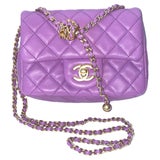 NIB 20C Chanel Purple Tweed Rectangular Classic Mini Flap Bag