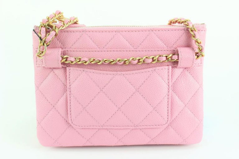 Chanel 22S Dark Pink Quilted Caviar Mini Flap Gold Chain Bag