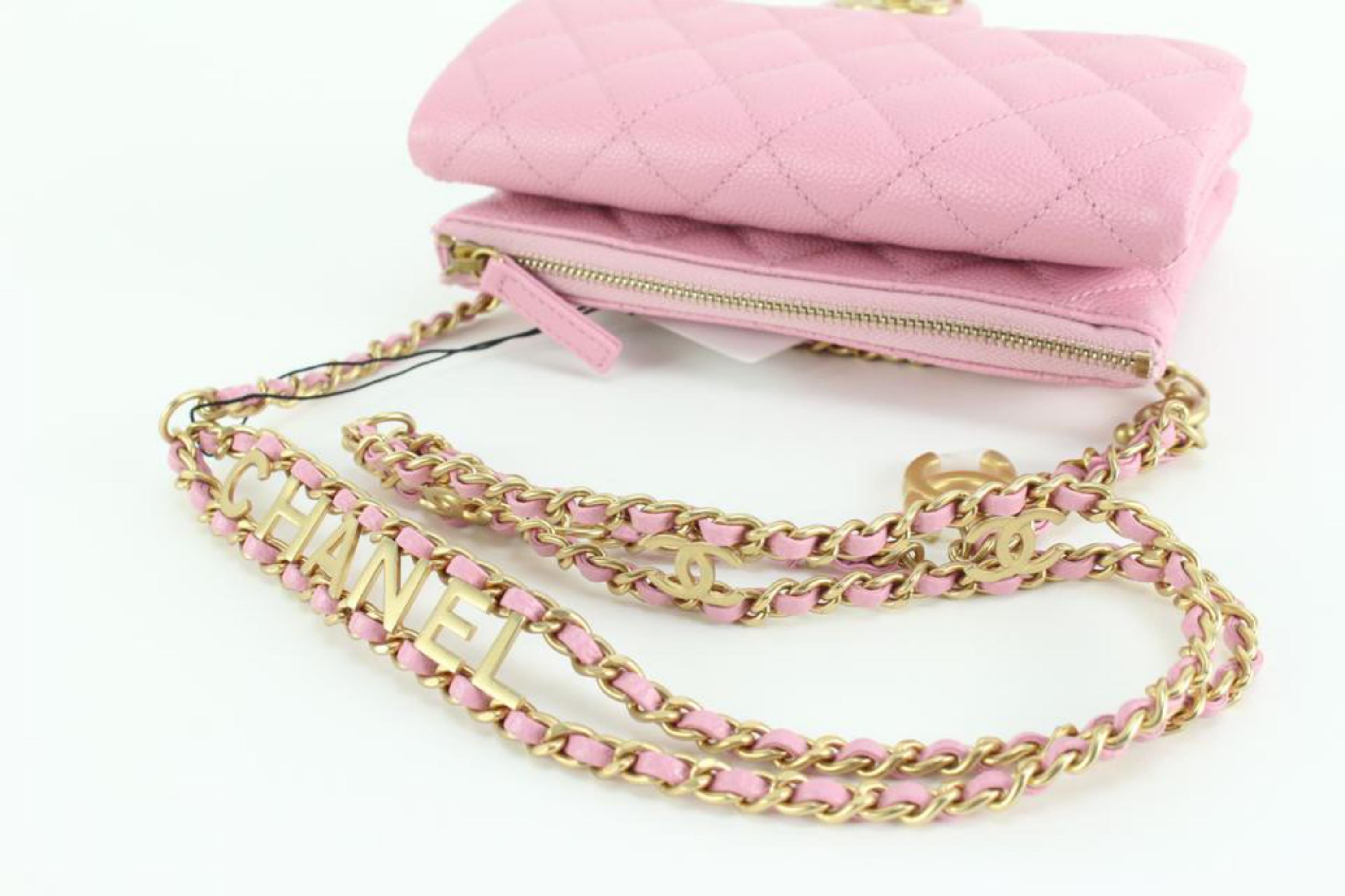 Chanel 22S Dark Pink Quilted Caviar Mini Flap Gold Chain Bag   7cz53s 1