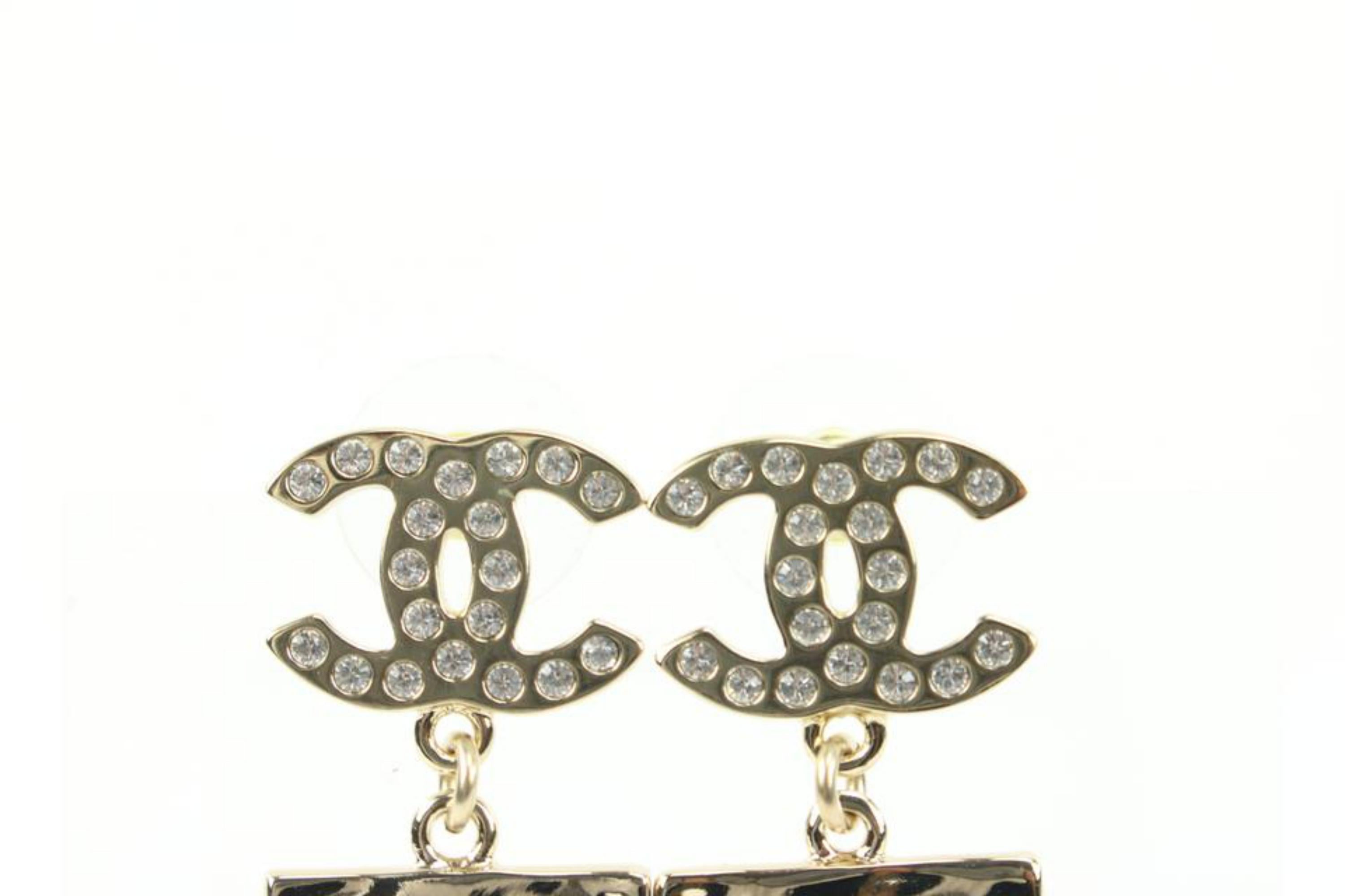 Women's Chanel 22s Gold x Crystal No. 5 CC Earrings Pierce 12ck311s