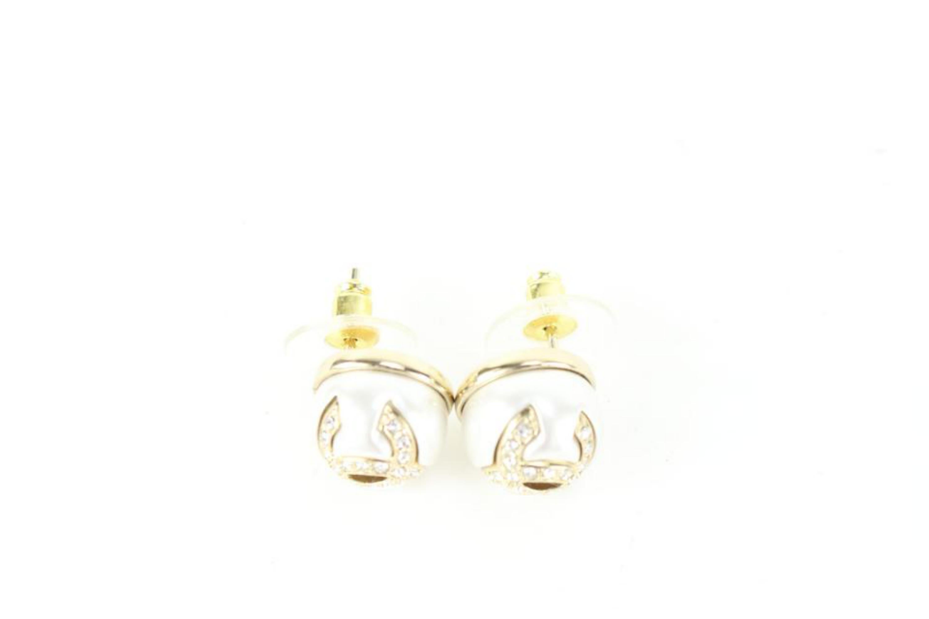 Chanel 22S Gold x Pearl CC Crystal Earrings 26cz510s For Sale 2