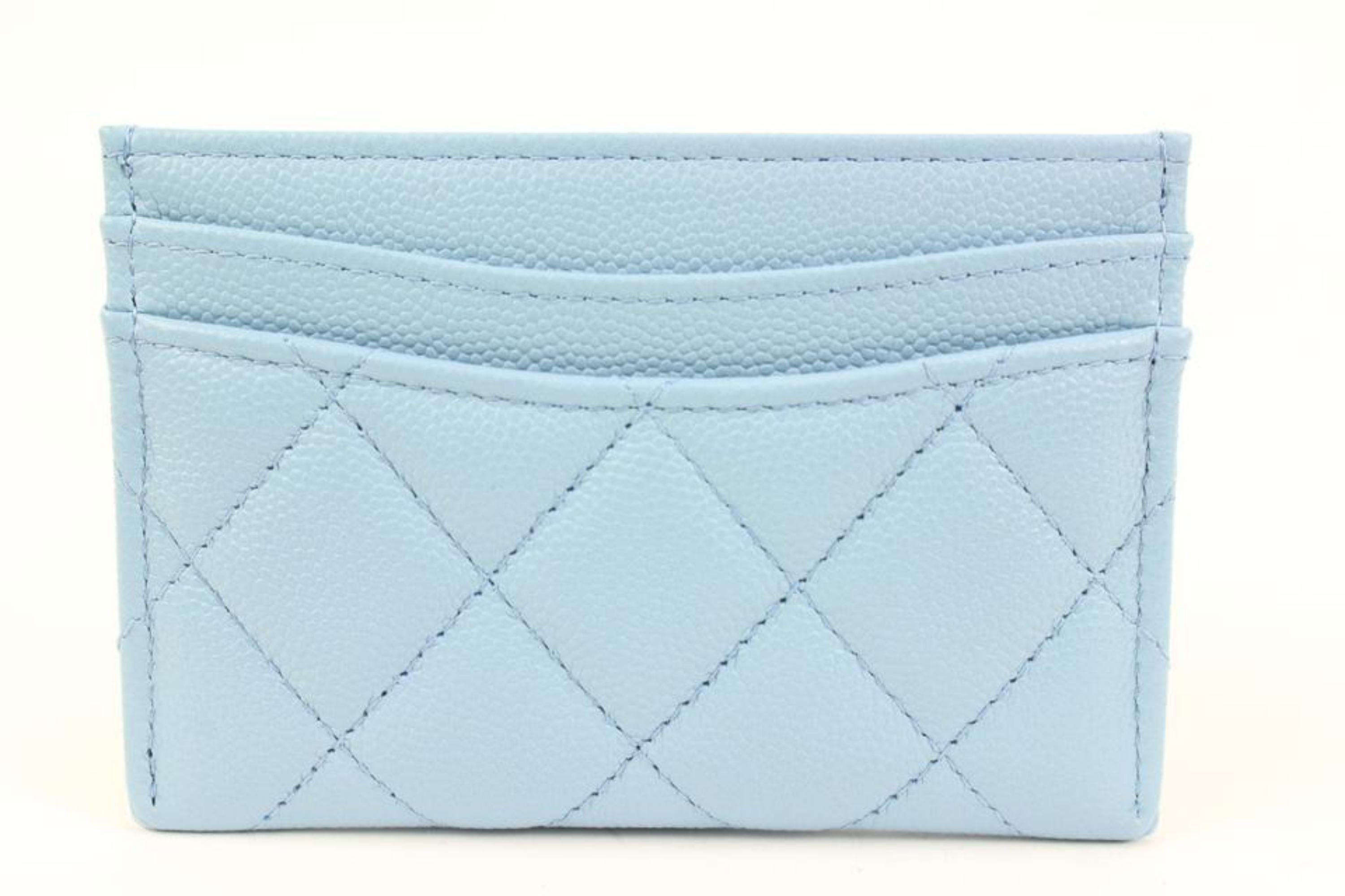 Chanel 22S Light Blue Quilted Caviar CC Card Holder 97ck323s 4