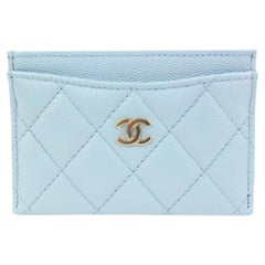CHANEL Quilted 22S CC Blue Zip Card Case