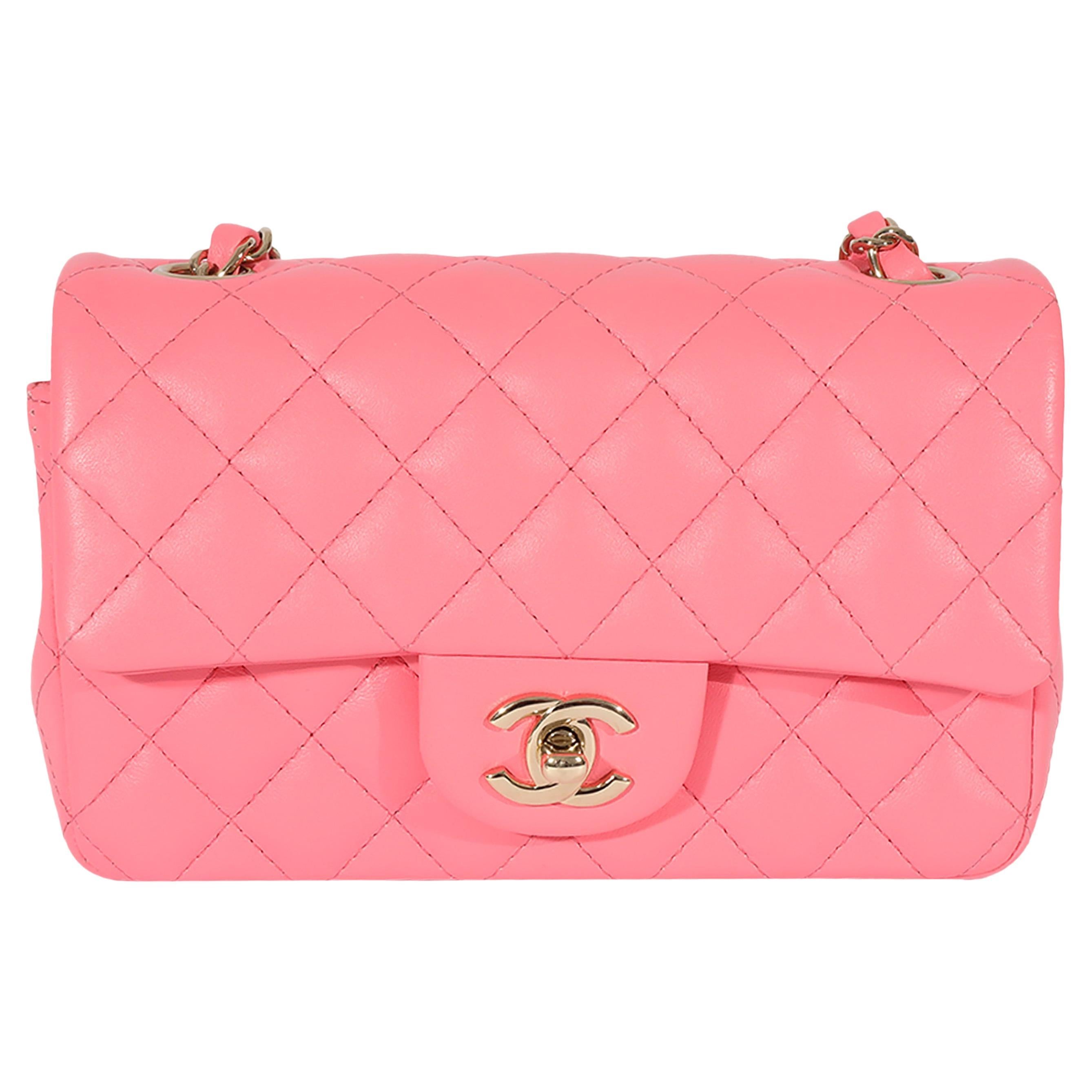 Chanel 22S Pink Lambskin Mini Rectangular Flap For Sale at 1stDibs