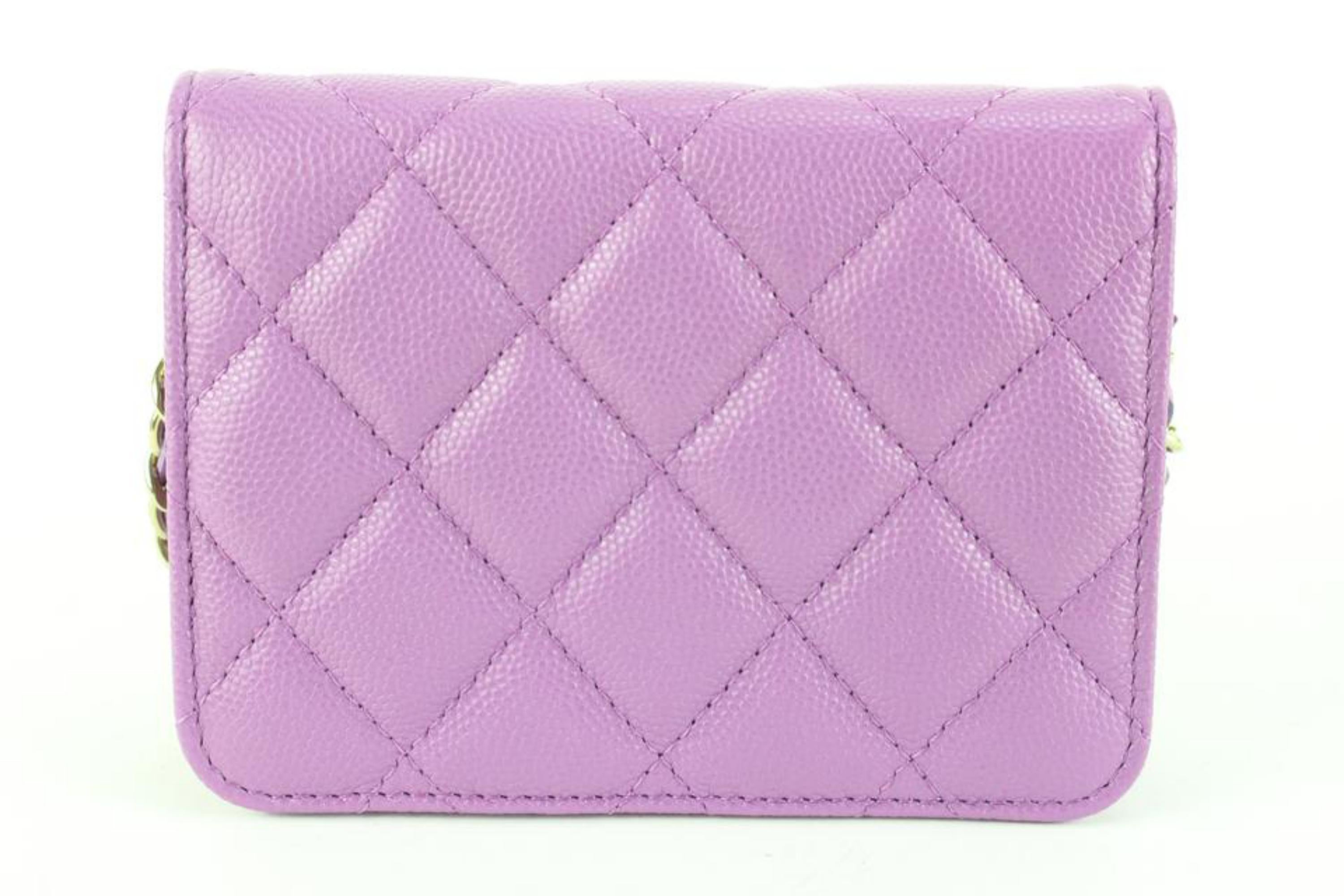 Chanel 22S Purple Quilted Caviar Micro Mini Flap Crossbody Bag GHW 49cz511s In New Condition In Dix hills, NY