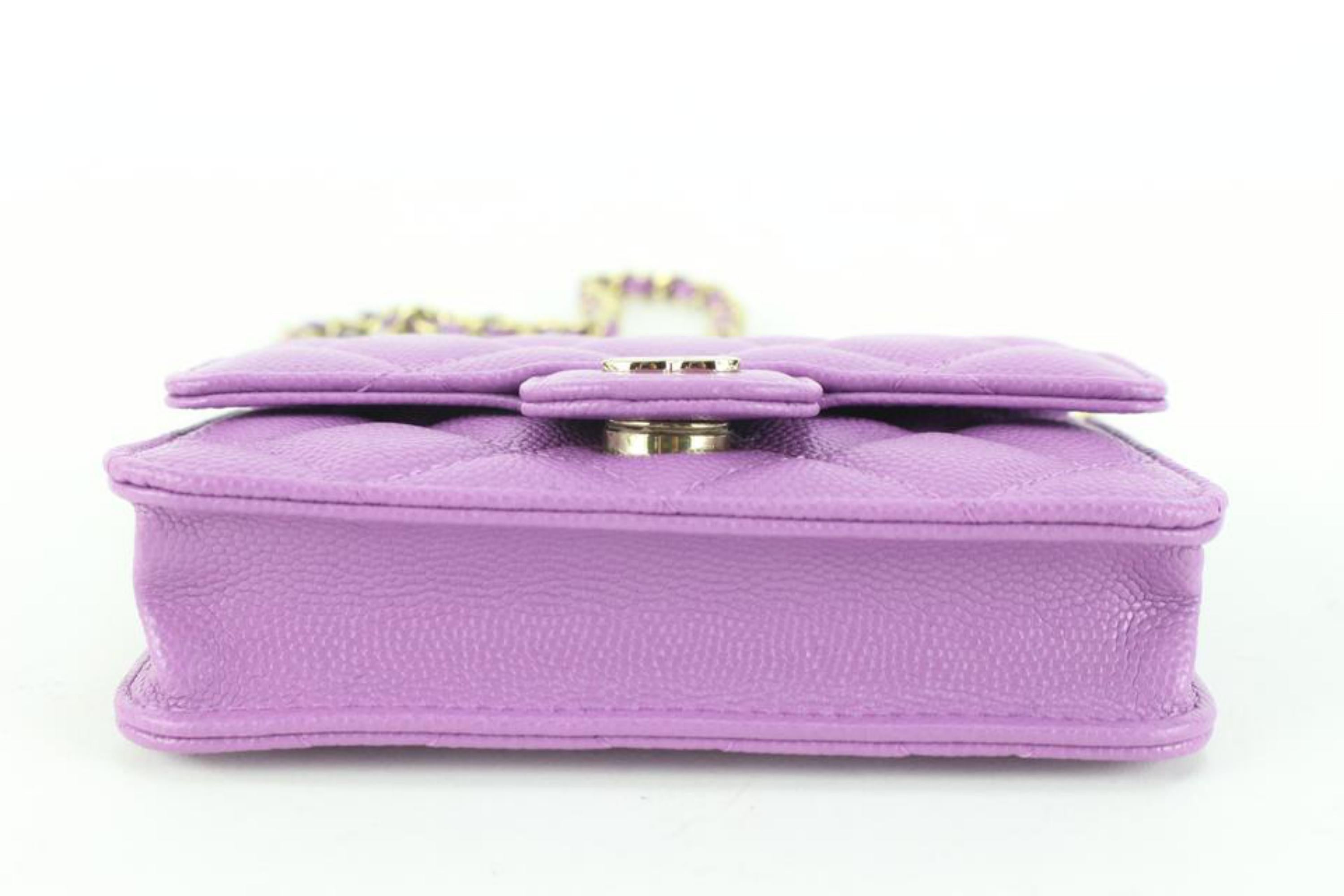 Women's Chanel 22S Purple Quilted Caviar Micro Mini Flap Crossbody Bag GHW 49cz511s