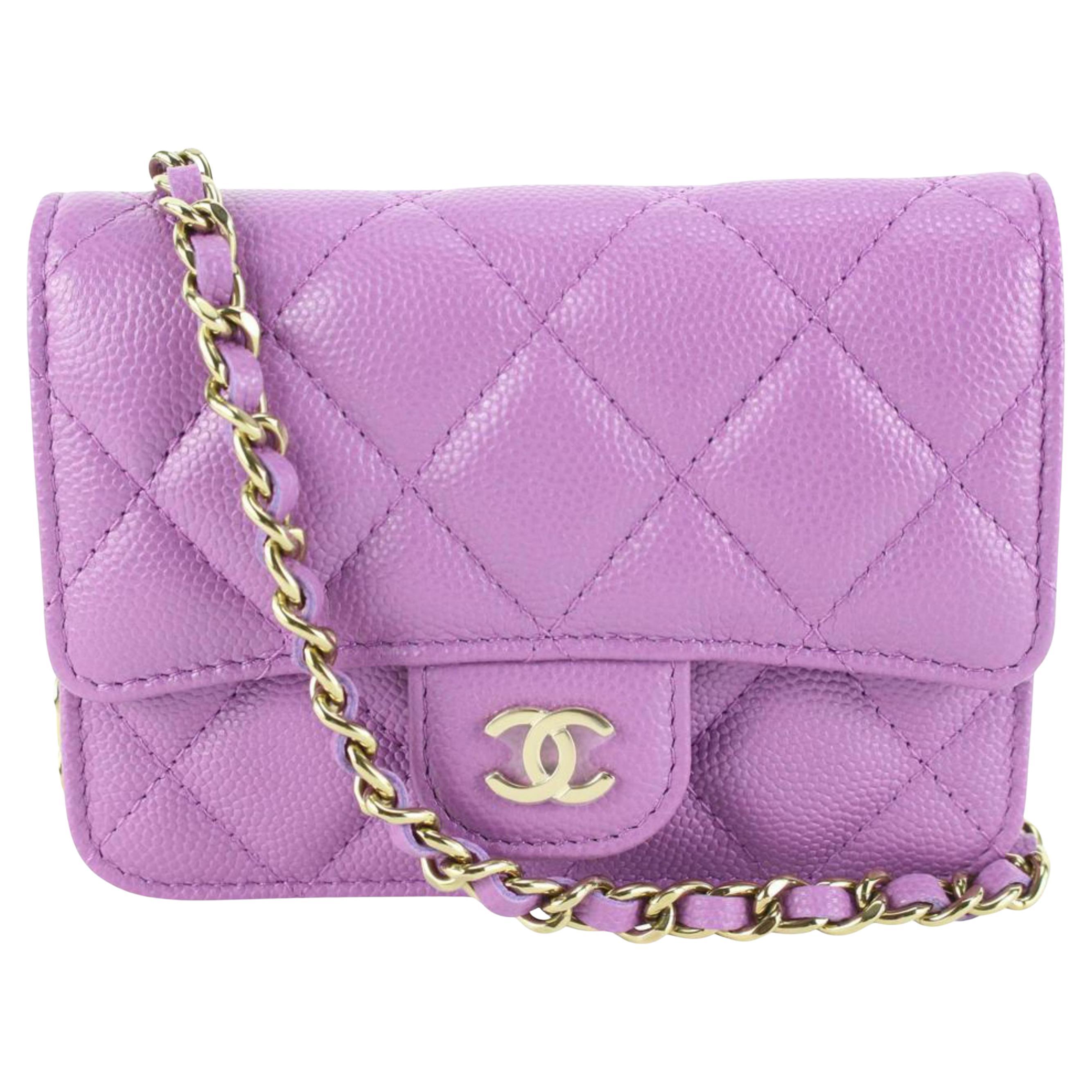 CHANEL Denim Quilted Chanel 19 Wallet On Chain WOC Blue 607854