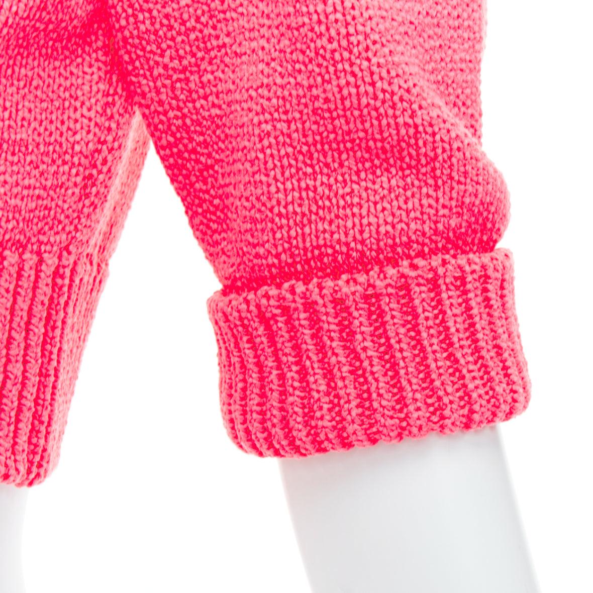 CHANEL 22S Runway pink cotton knit CC logo cropped sweater FR34 XS 2