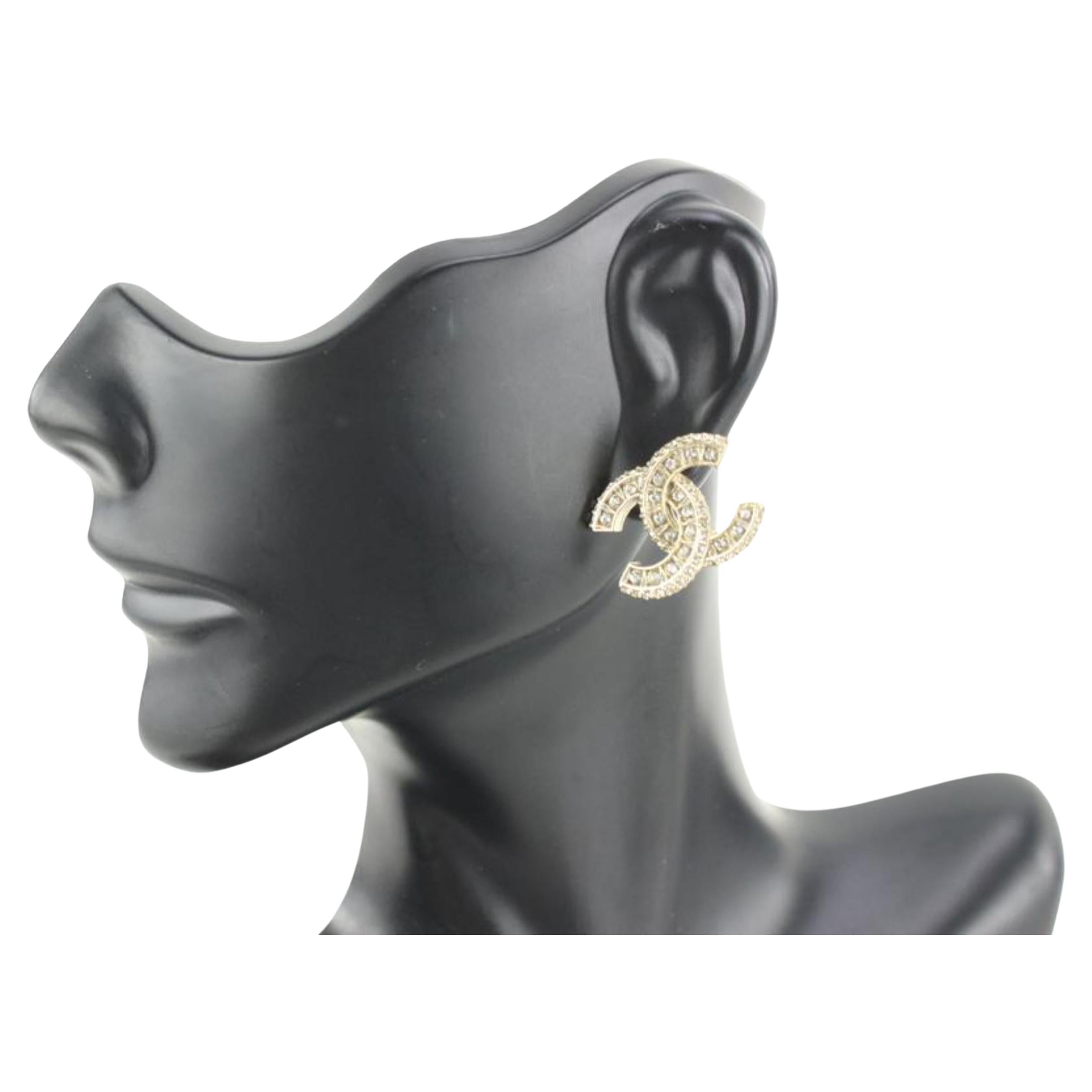 Chanel 22V Gold x Crystal CC Logo Pierce Earrings 71cc61s at 1stDibs |  xcrystalcc