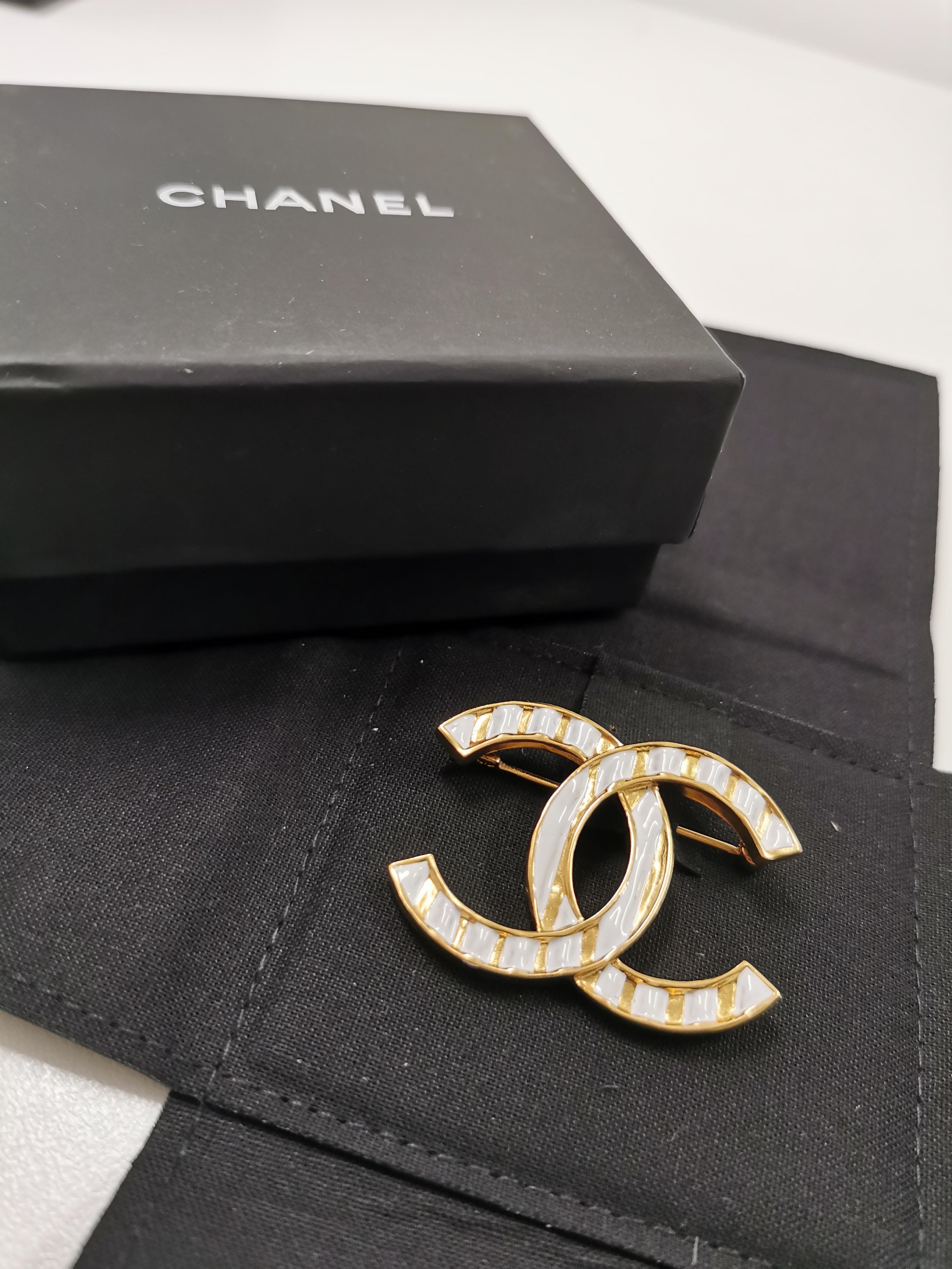 Chanel 23 Gold Black Resin with Gold Foil CC Large Brooch current in box 1