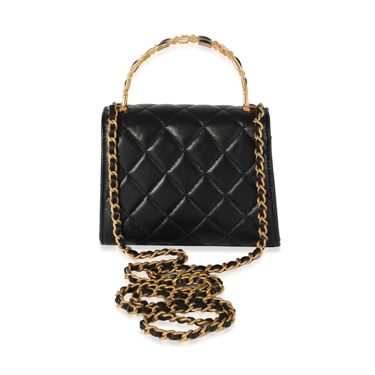 Chanel 23A Black Lambskin Clutch With Chain In Excellent Condition For Sale In New York, NY