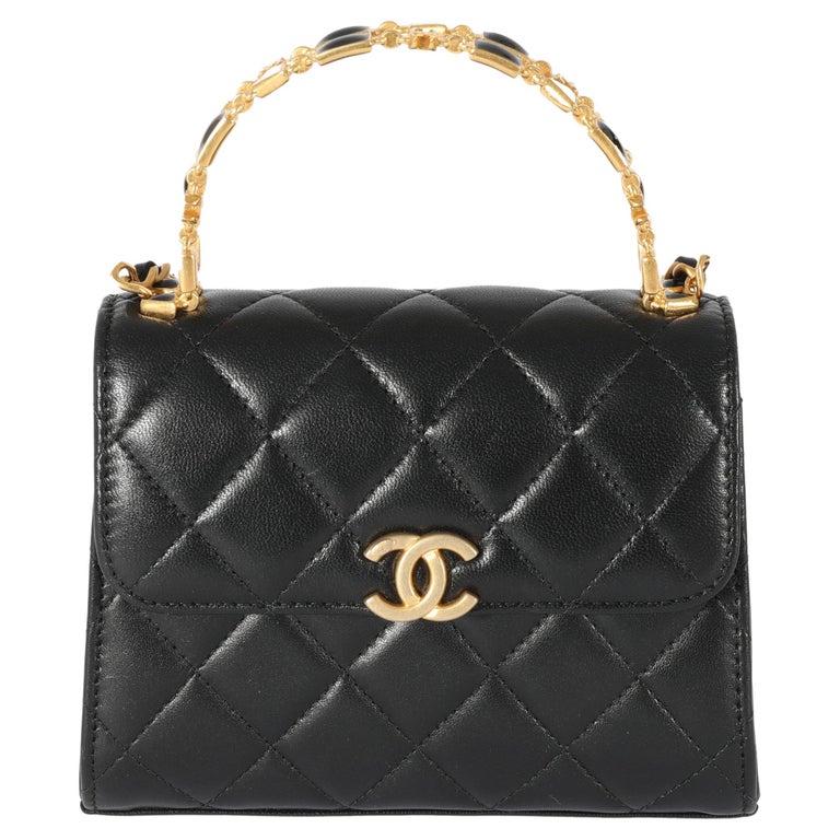 Chanel 23A Black Lambskin Clutch With Chain For Sale