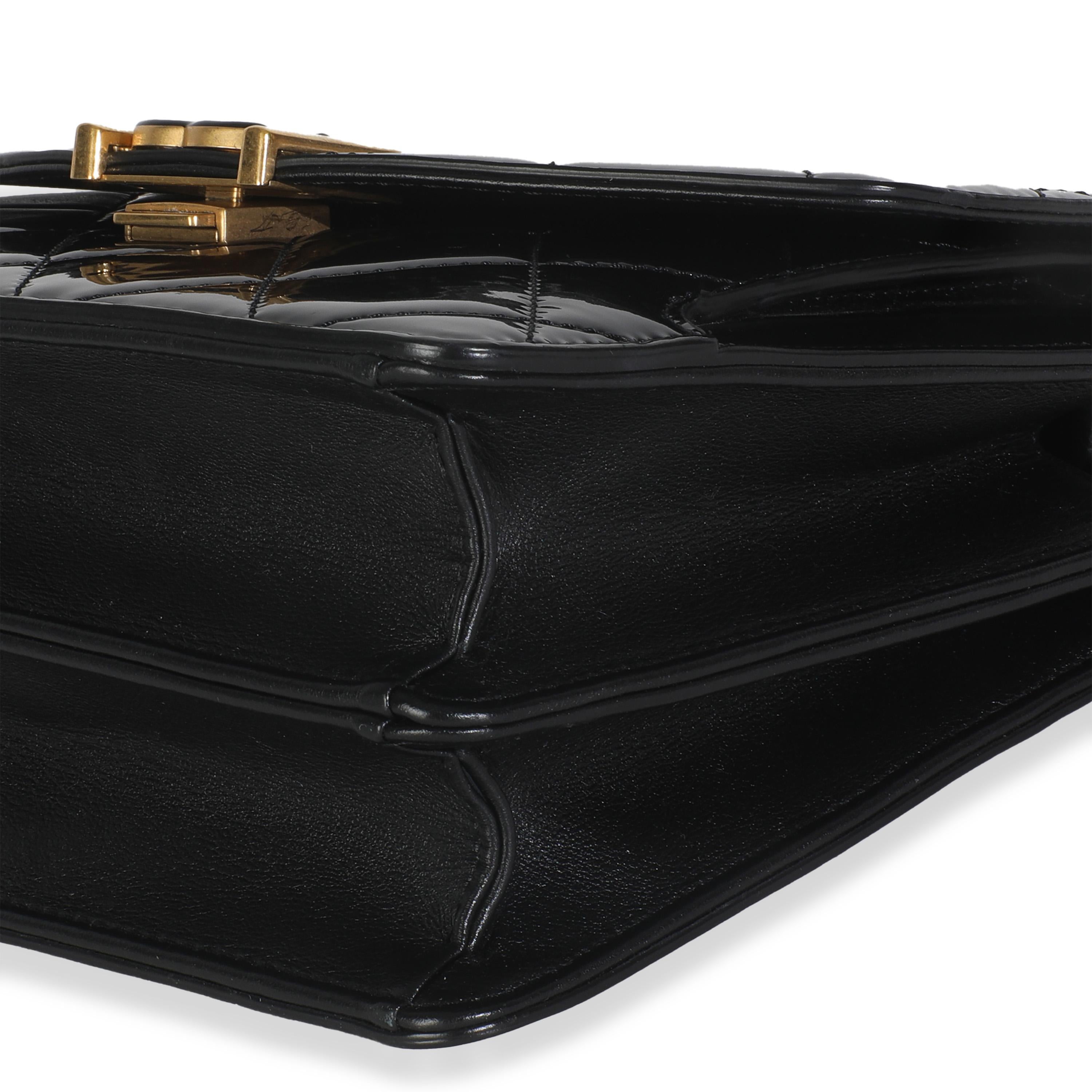 Chanel 23A Schwarz gesteppt Patent Akkordeon Pushlock Top Handle Klappe Tasche im Angebot 3