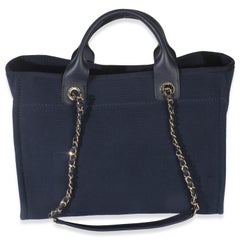 Chanel 23A Navy Mixed Fibers Large Deauville Tote
