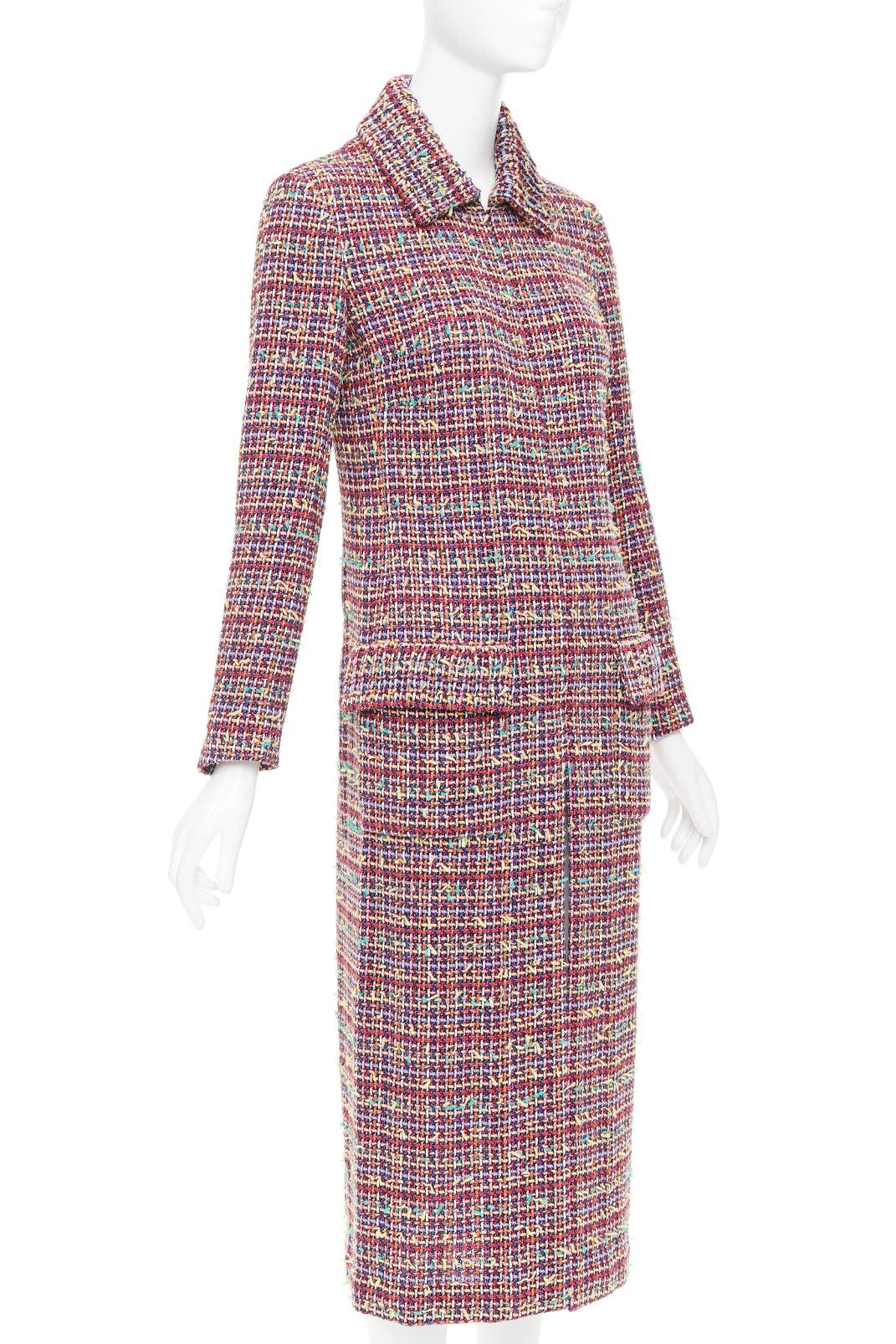 CHANEL 23A Cappotto lungo in tweed misto lana multicolore con tasche ad aletta FR36 S In condizioni ottime in vendita a Hong Kong, NT