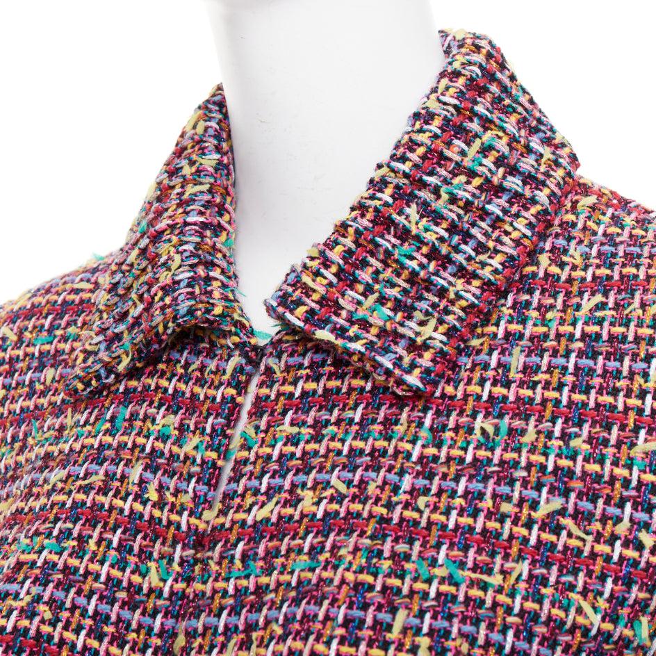 CHANEL 23A Cappotto lungo in tweed misto lana multicolore con tasche ad aletta FR36 S in vendita 3