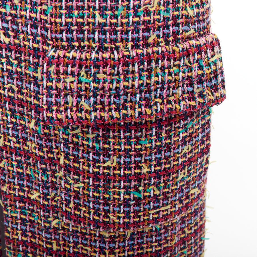 CHANEL 23A Cappotto lungo in tweed misto lana multicolore con tasche ad aletta FR36 S in vendita 4