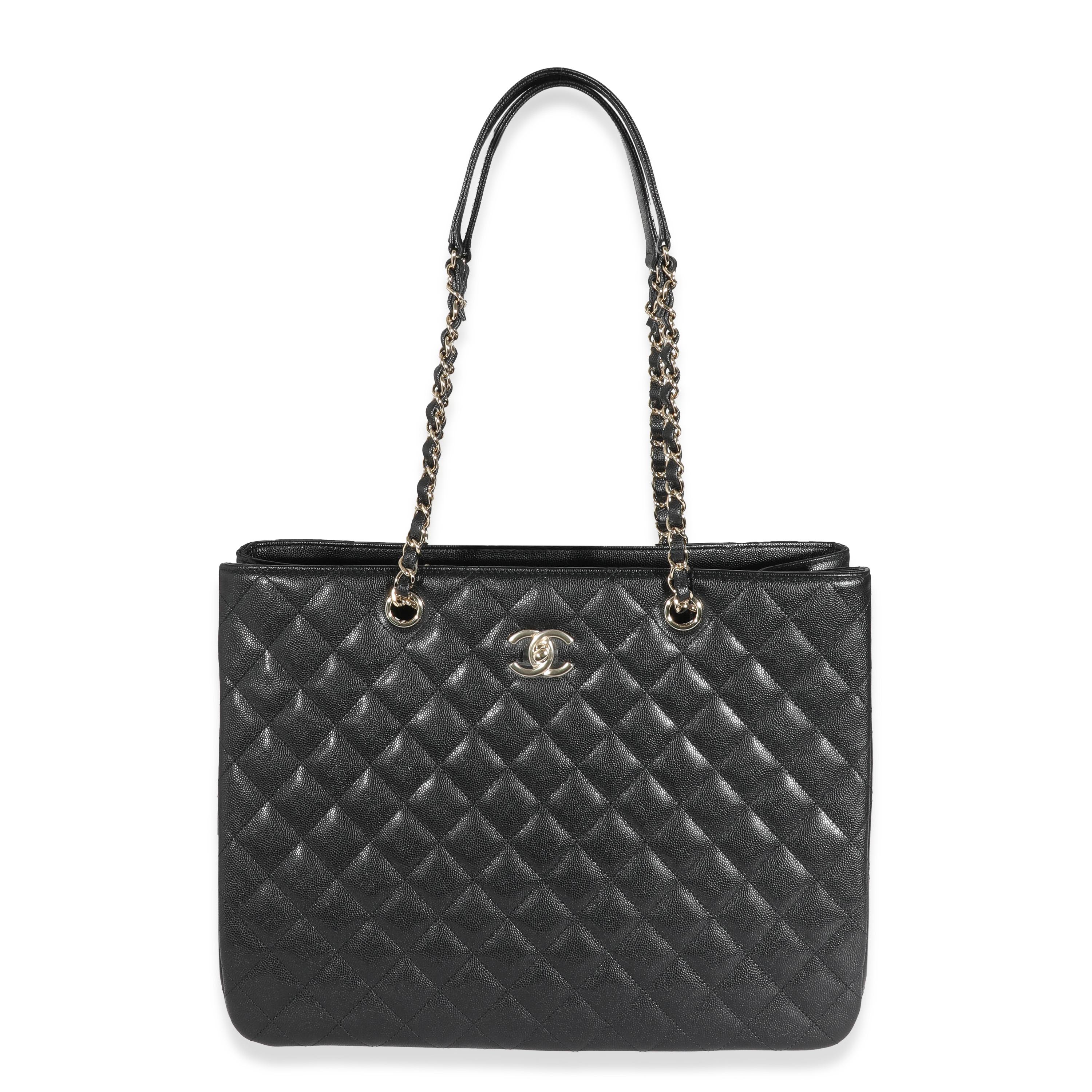Chanel 23C Black Quilted Caviar Large Shopping Tote 4