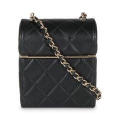 Chanel 23C Black Quilted Lambskin Box Chain Vanity