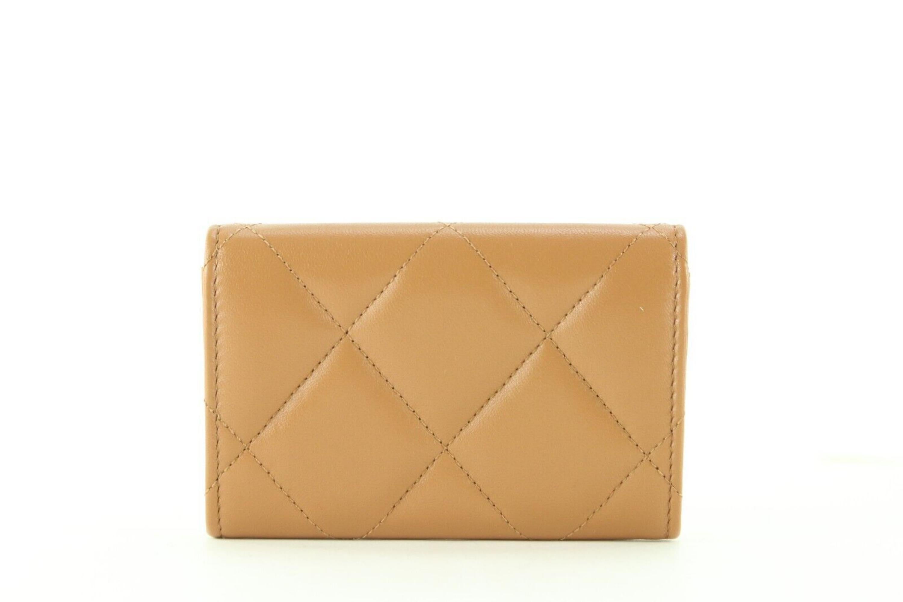 Women's Chanel 23C Caramel Brown 19 Flap Card Holder Wallet 1CJ1229
