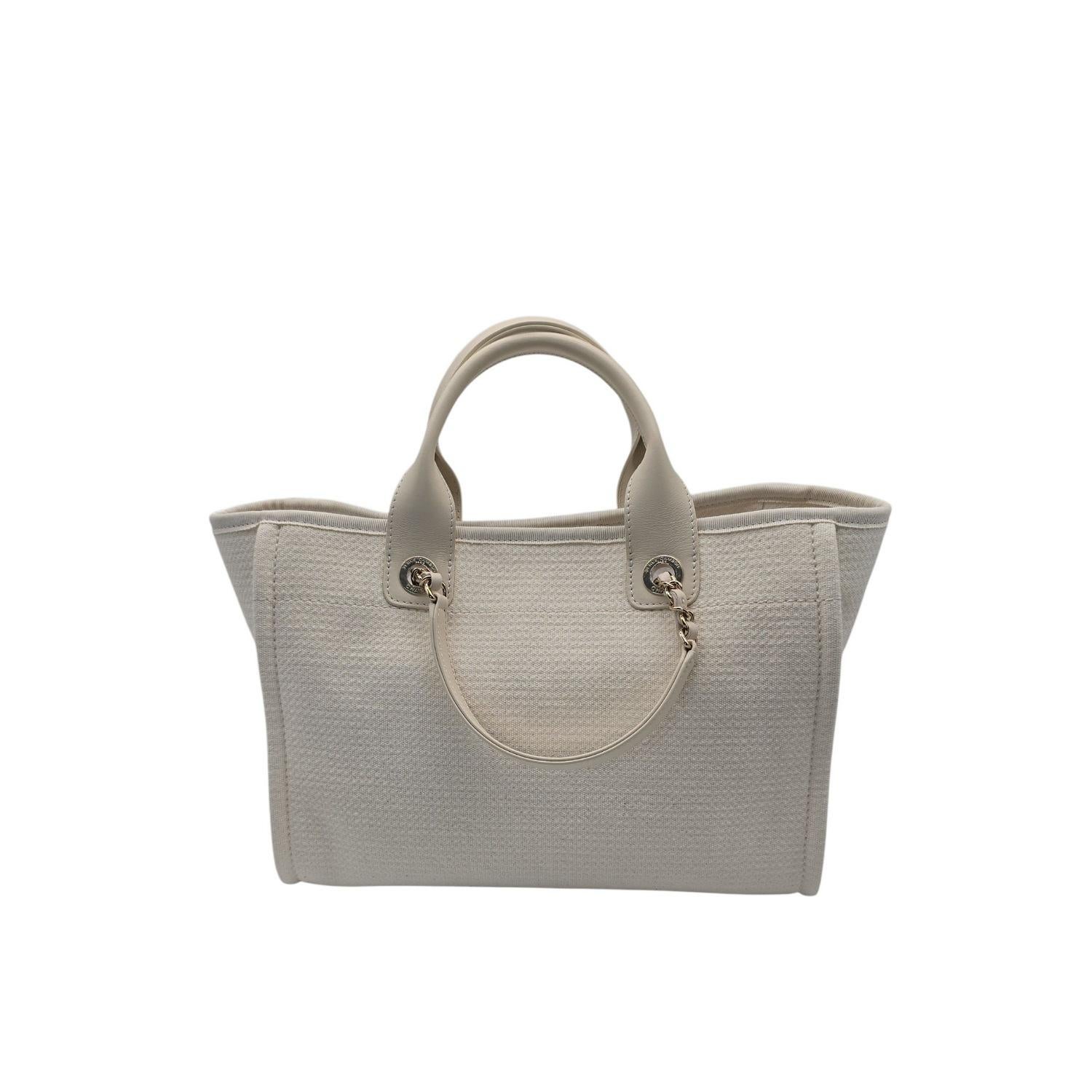 Chanel 23C Mixed Fibers Calfskin Small Deauville Shopping Tote In Excellent Condition For Sale In Scottsdale, AZ