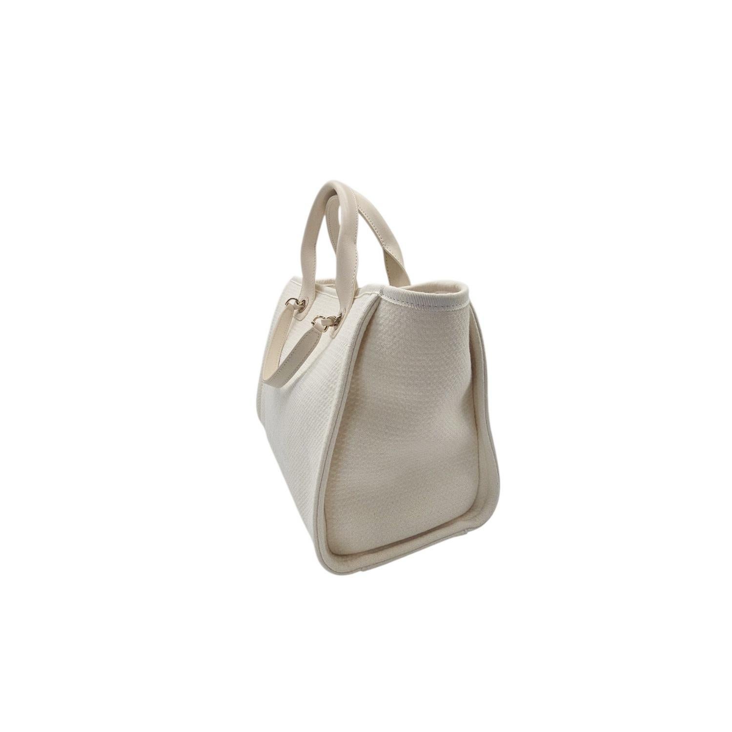 Chanel 23C Mixed Fibers Calfskin Small Deauville Shopping Tote For Sale 2