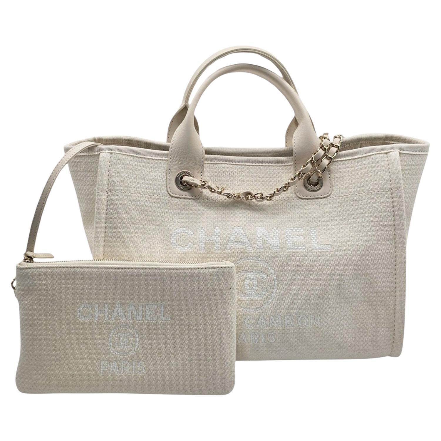 Chanel 23C Mixed Fibers Calfskin Small Deauville Shopping Tote For Sale