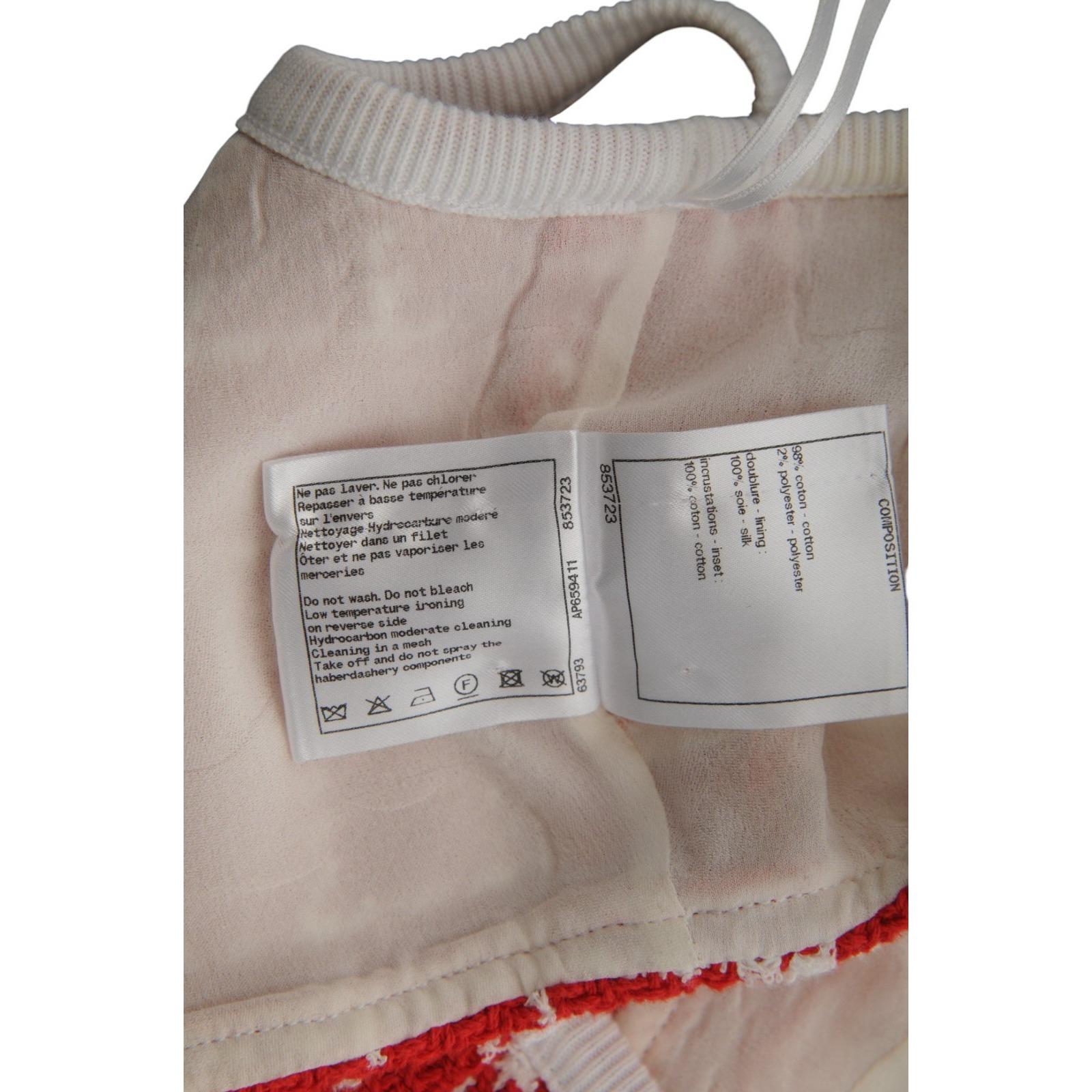 Chanel  23C Débardeur en tweed Monico Taille FR 38 Rouge Blanc Camisole à carreaux en vente 6