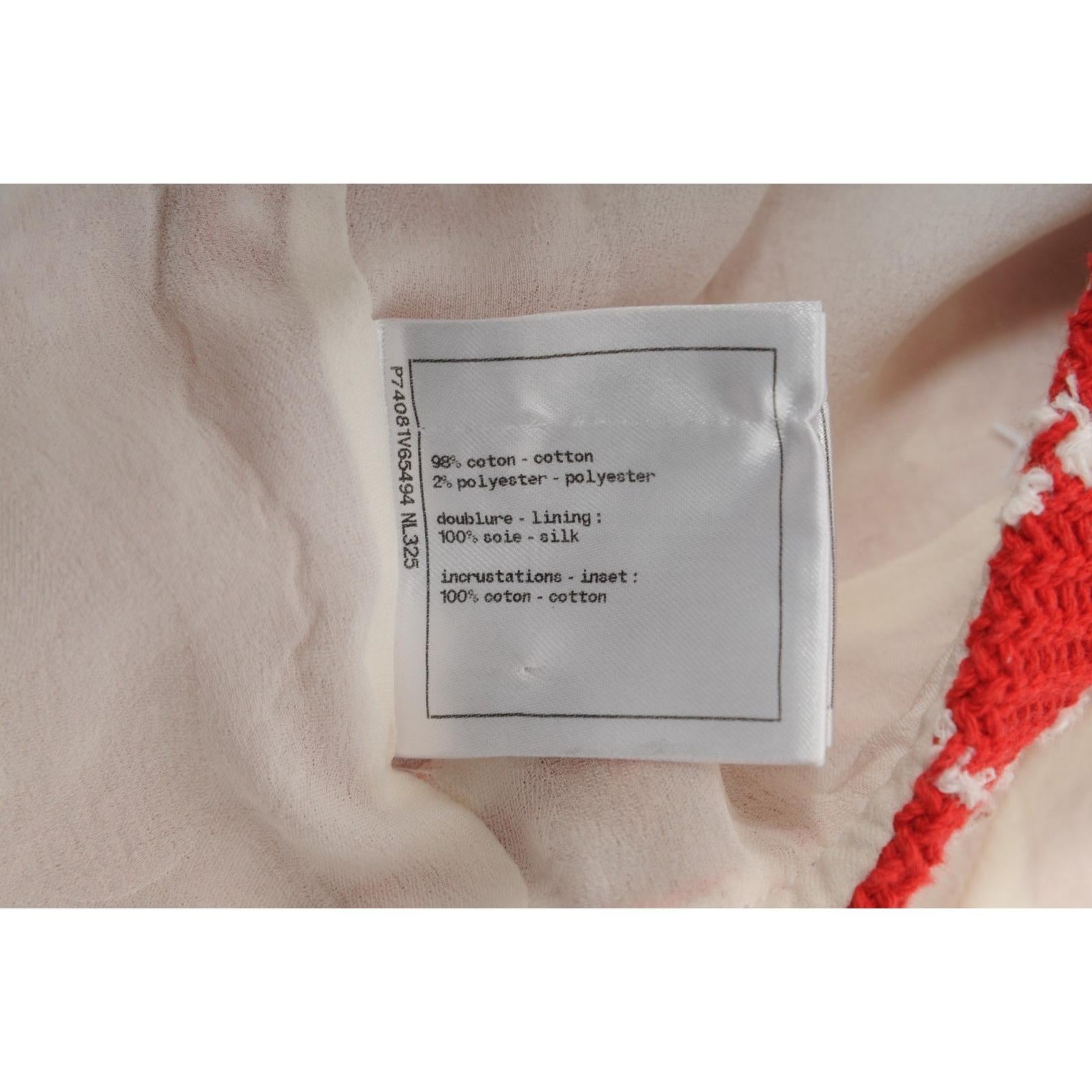 Chanel  23C Débardeur en tweed Monico Taille FR 38 Rouge Blanc Camisole à carreaux en vente 7