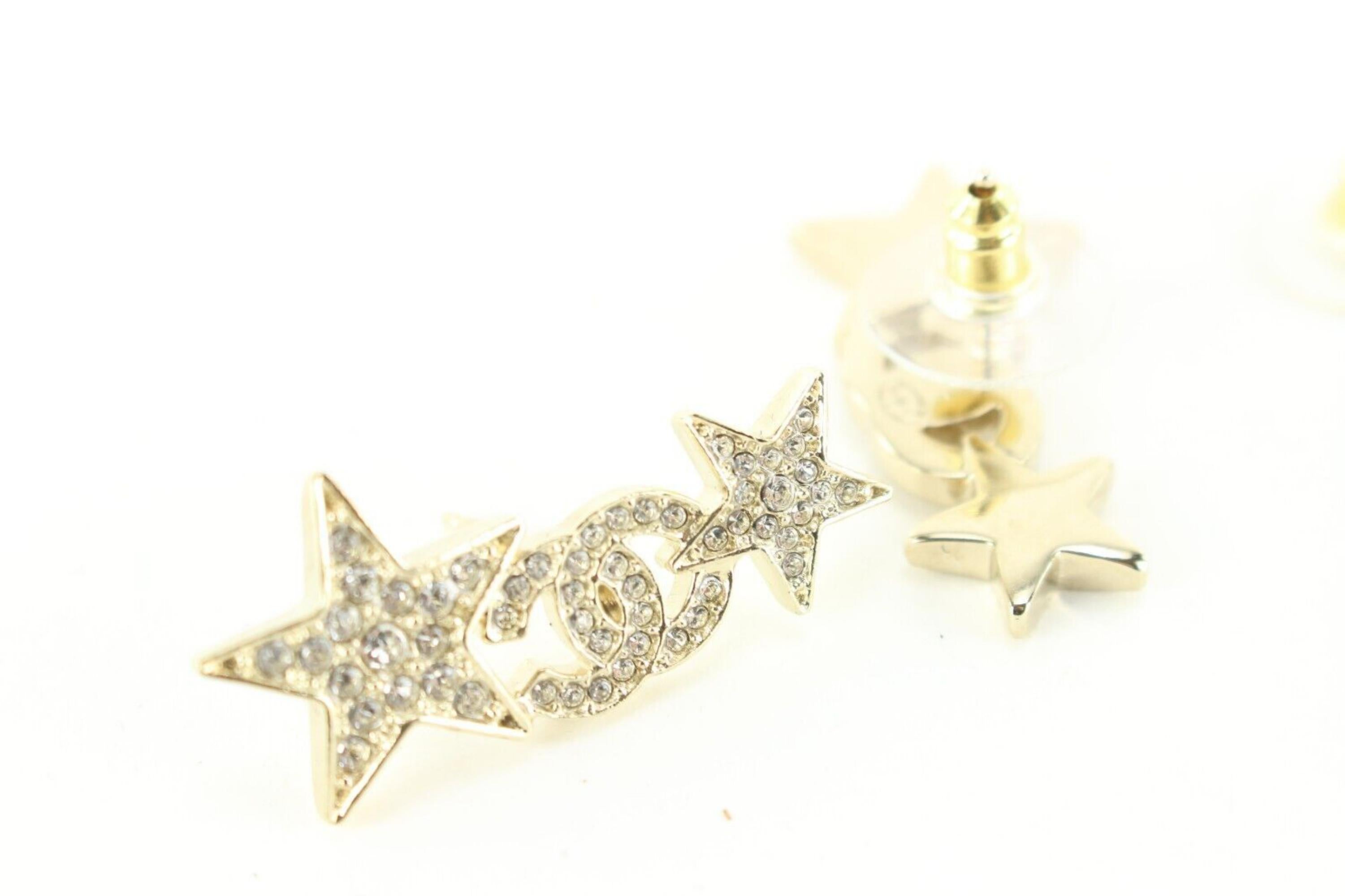 Chanel 23C Star CC Crystal Pierce Earrings 6CJ1229 In New Condition In Dix hills, NY
