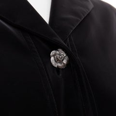 CHANEL 23K Runway black Camellia button cape overlay fluid parka coat FR38 M