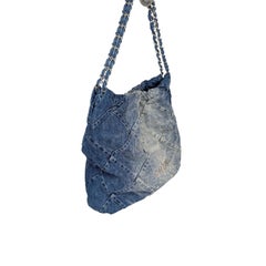 Chanel 23P Wash Blue Denim Quilted Medium 22 Hobo Bag