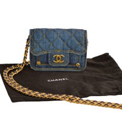 Chanel 23S Denim Quilted Card Holder Shoulder Bag