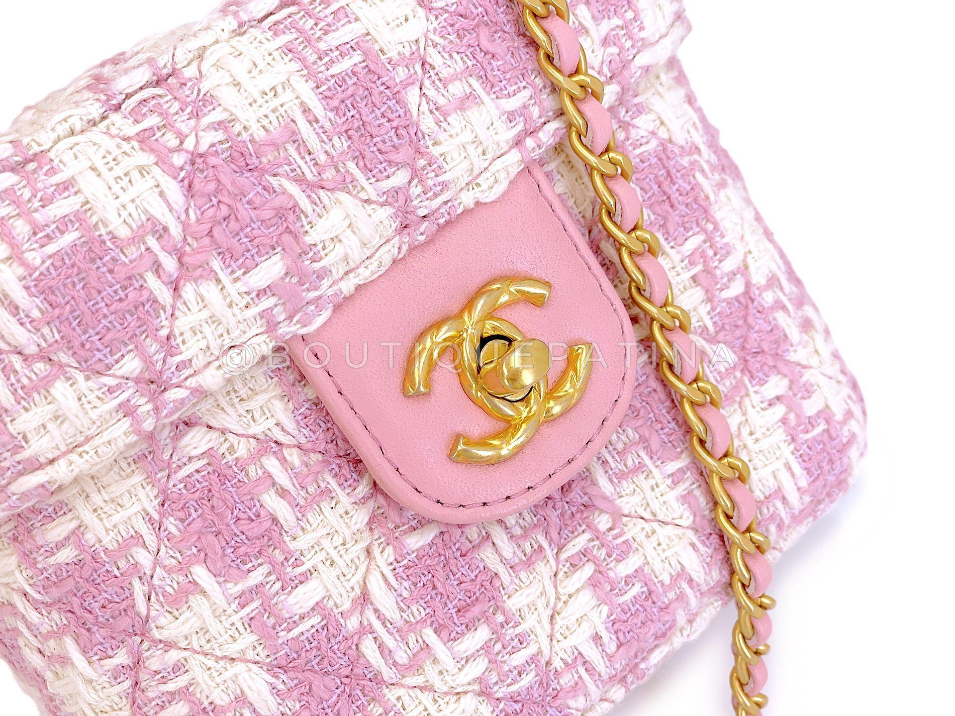 Chanel 23S Ecru Rosa Tweed a scacchi Borsa Vanity GHW 4LA 68936 in vendita 4
