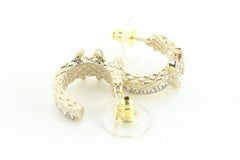 Chanel 23V Gold Quilted Crystal CC Hoop Earrings 5CJ1229