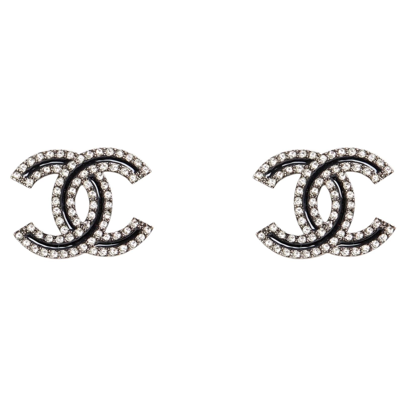 Chanel 24 Boucles Oreille Clous Small CC Strass Large Fancy Pearl Earrings Studs For Sale