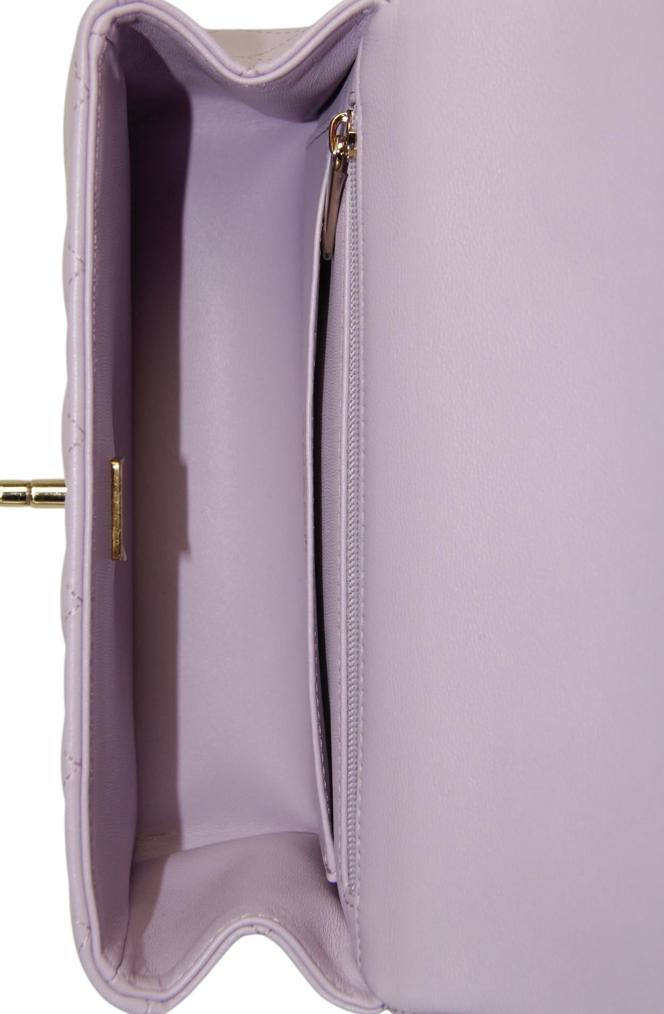 Chanel '24 Light Purple Lambskin Rectangular Mini Flap w/ Handle For Sale 3