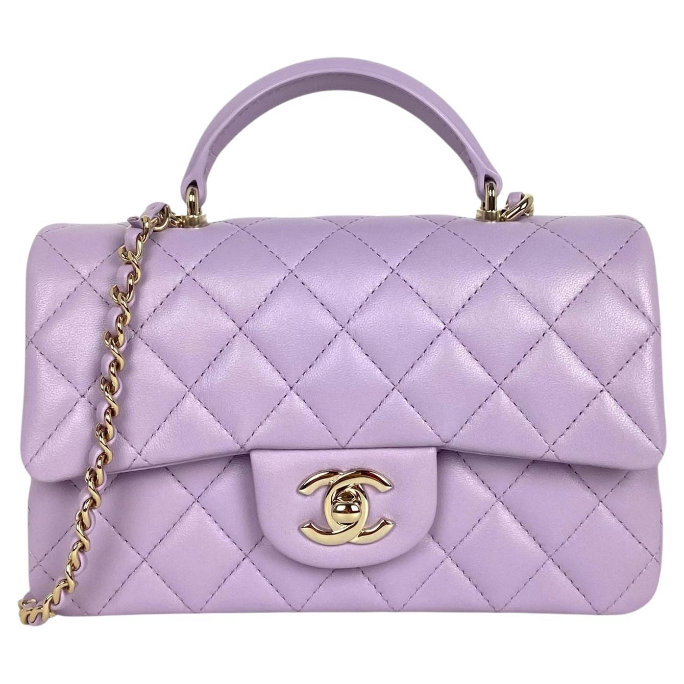 Chanel '24 Light Purple Lambskin Rectangular Mini Flap w/ Handle