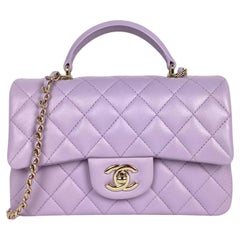 Chanel '24 Light Purple Lambskin Rectangular Mini Flap w/ Handle