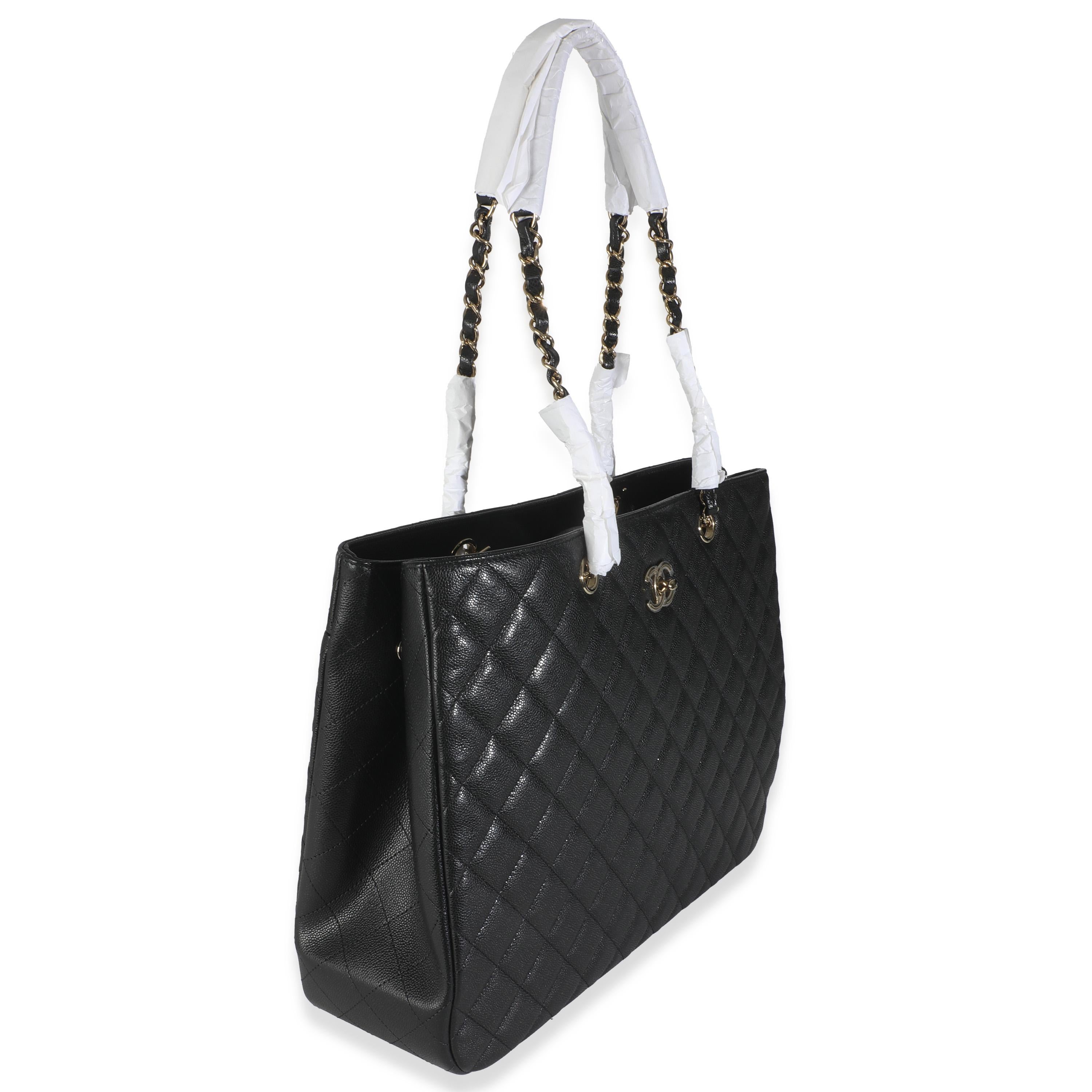 Listing Title: Chanel 24A Black Quilted Caviar Large Classic Shopping Tote Bag
SKU: 145741
MSRP: 6500.00 USD
Condition: Pre-owned 
Handbag Condition: Pristine
Condition Comments: Item has no indication of wear.  Final sale.
Brand: Chanel
Model: