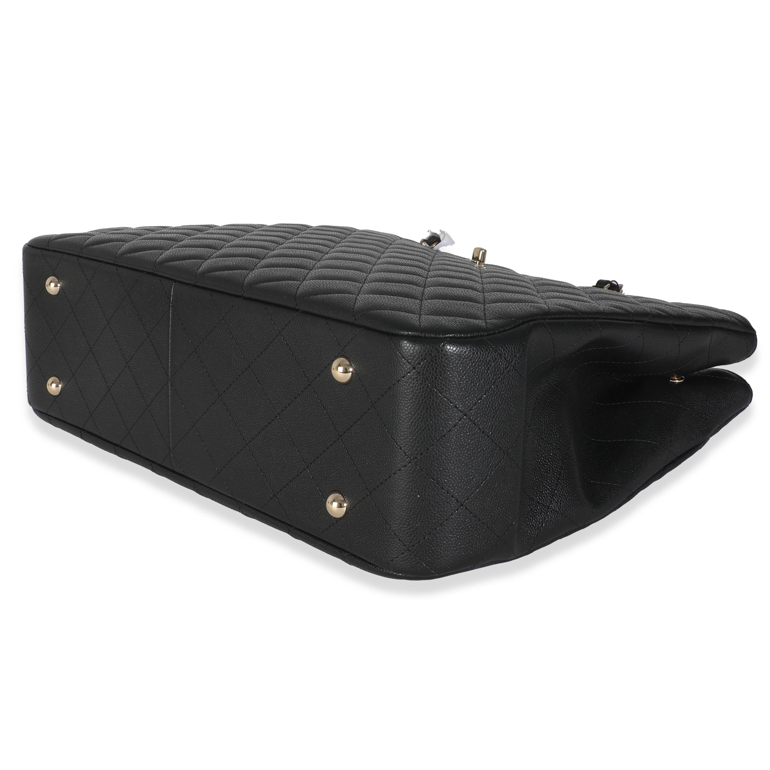 Chanel 24A Black Quilted Caviar Large Classic Shopping Tote Bag For Sale 1