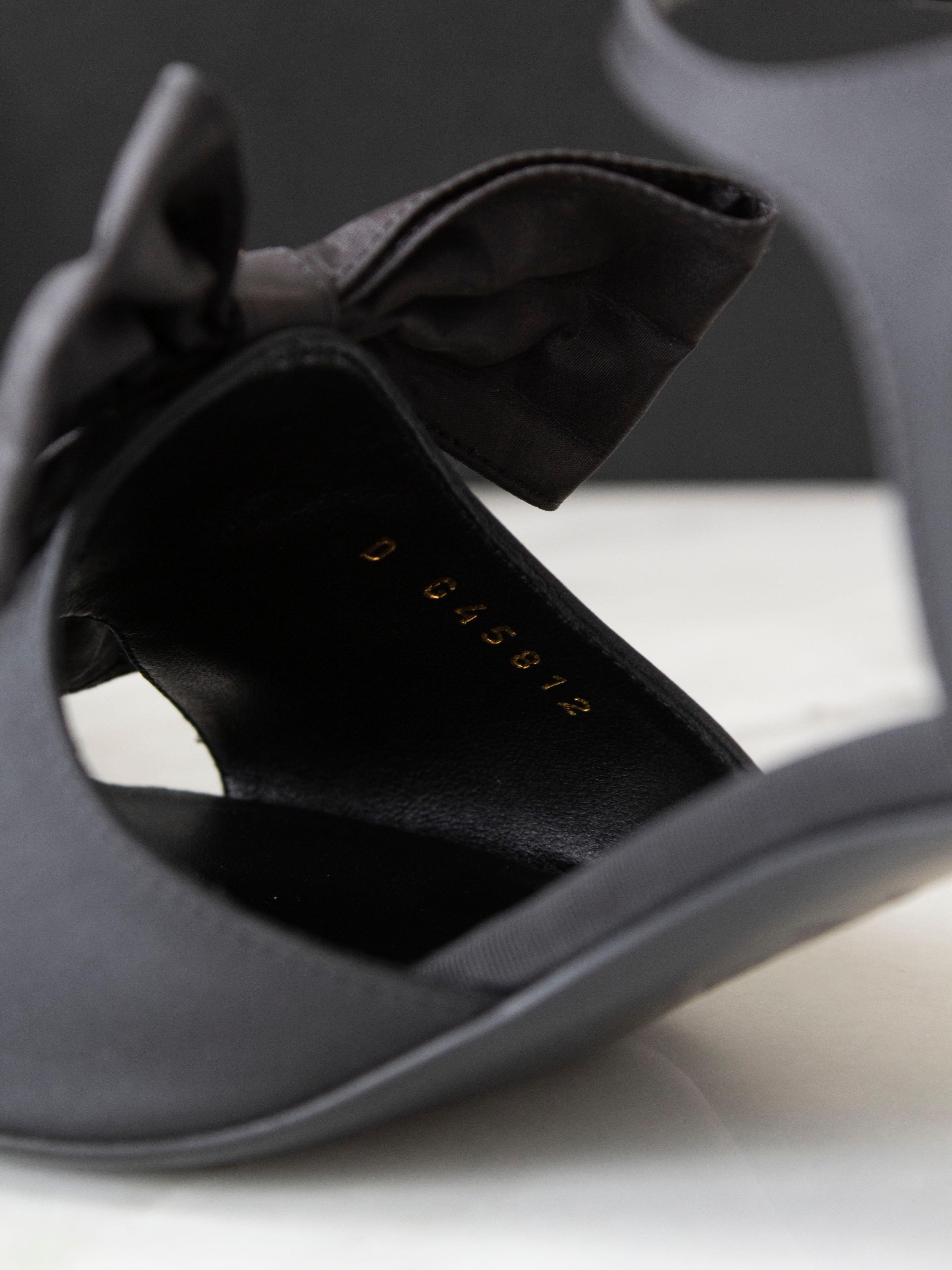 Chanel 24A Metiers D'Art 2024 Black Silk Bow Crystal CC Heels Sandals 5