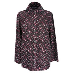 Chanel 24B Jacket Black and Pink with Metallic Thread Logo Buttons 36